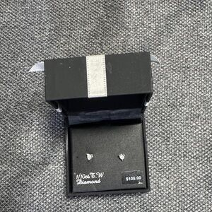 Elegant Sterling Silver Diamond Earrings NWT